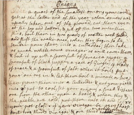 Pickled Onion manuscript recipe 1