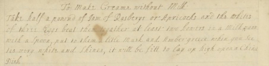 To Make Cream Without Milk, MS1804, dated circa 1700, Wellcome Collection.