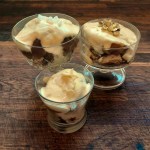 Three classes of apple cream: poached apples over toasted hot cross buns, topped with a rich egg custard cream.